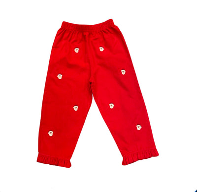 Red Santa Ruffle Corduroy Pants
