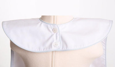 White Oversized Bib with Blue Piping