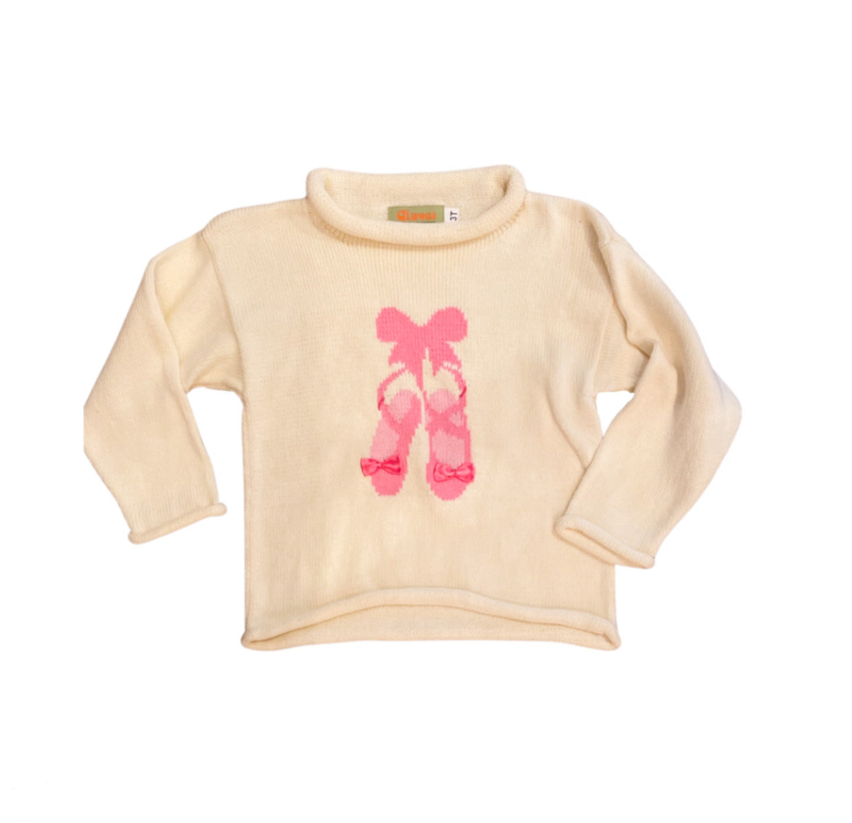 Ivory Ballet Slippers Roll Sweater