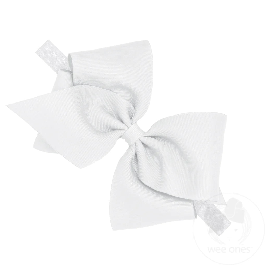 Mini King Classic Grosgrain Hair Bow on Baby Band (Pink & White Available)