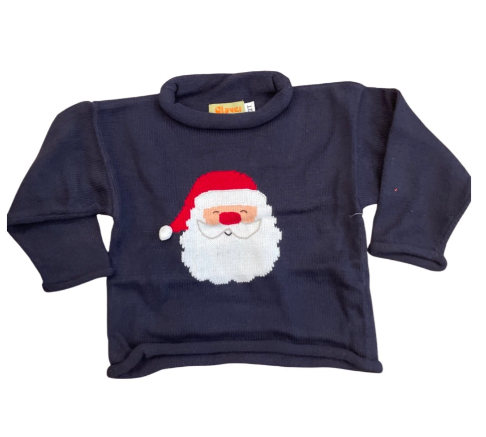 Blue Santa Roll Sweater