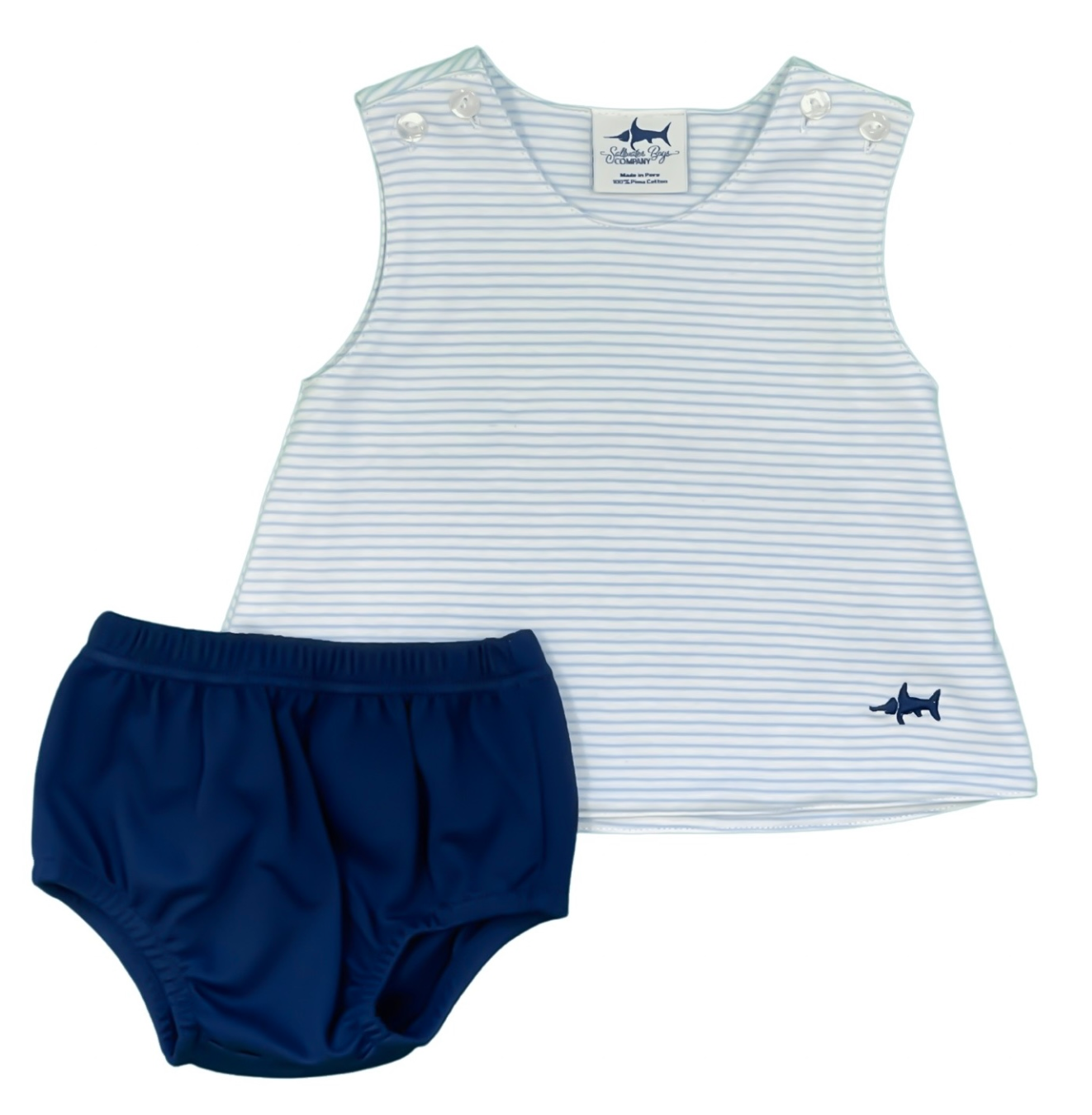 Light Blue Stripe Sanibel Diaper Set