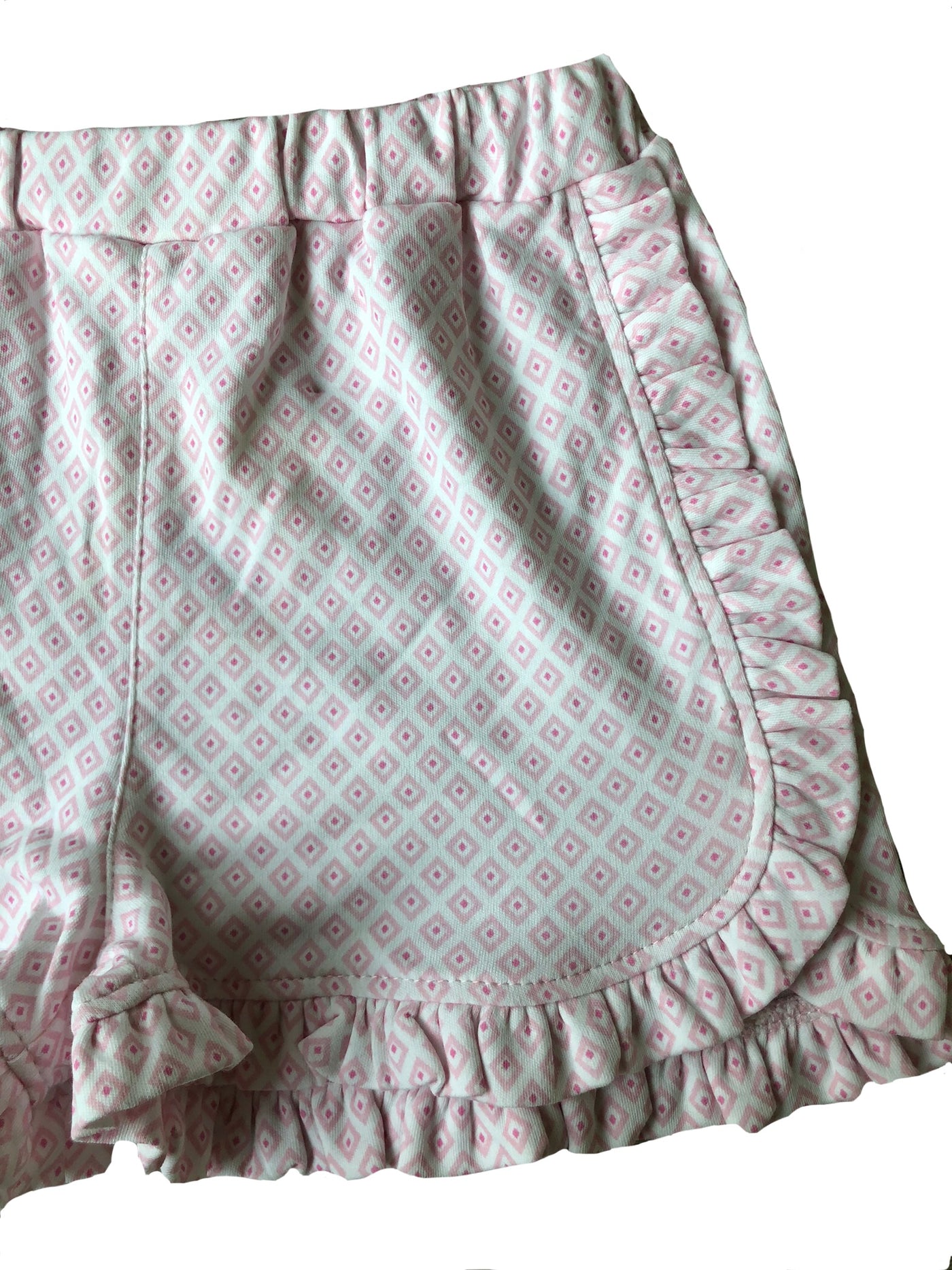 Light Pink Diamond Ruffle Shorts