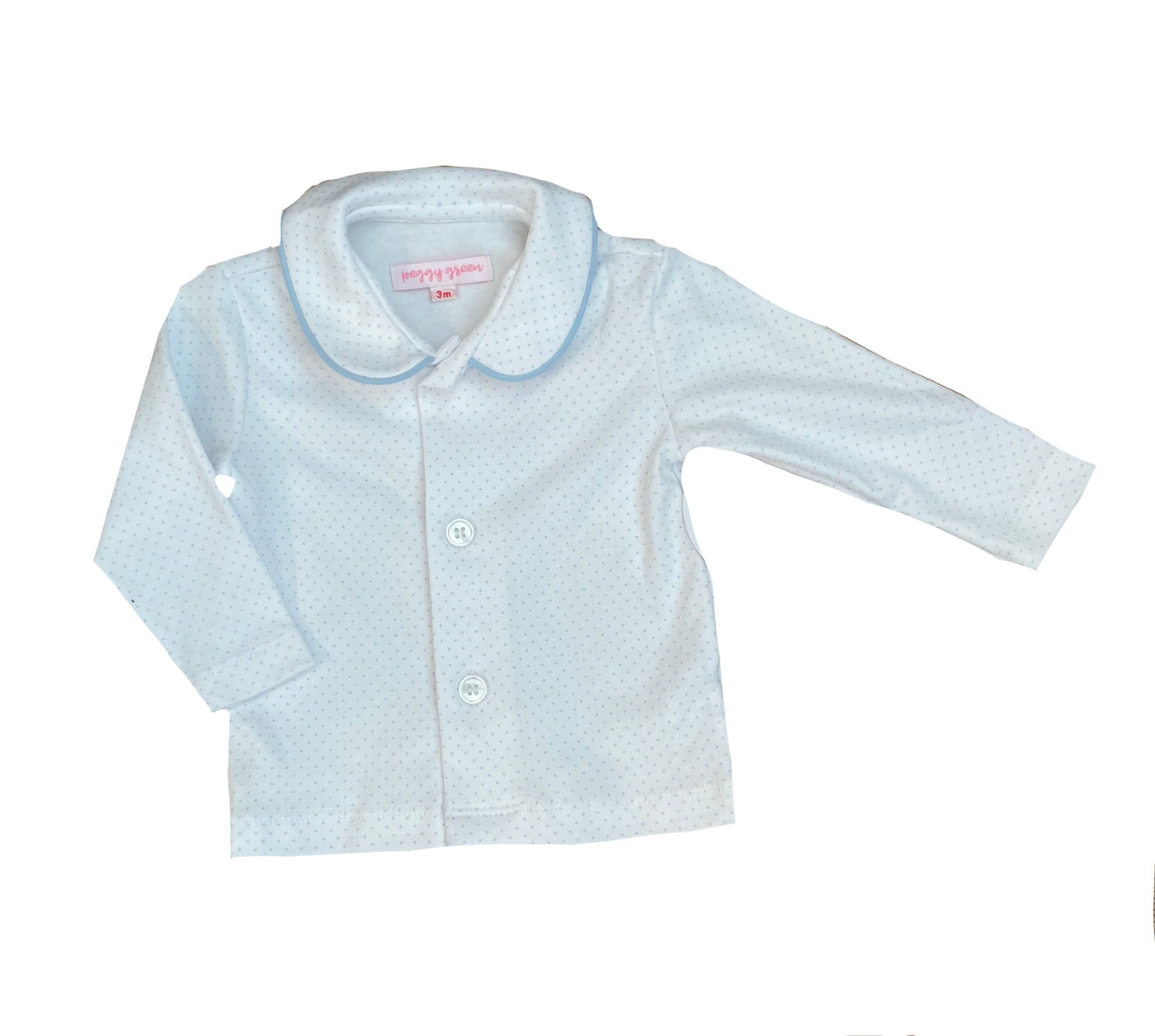 Long Sleeve Knit Shirt- Baby Blue Corduroy Trim