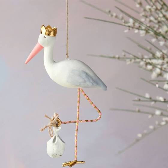 Royal Stork Ornament- Pink