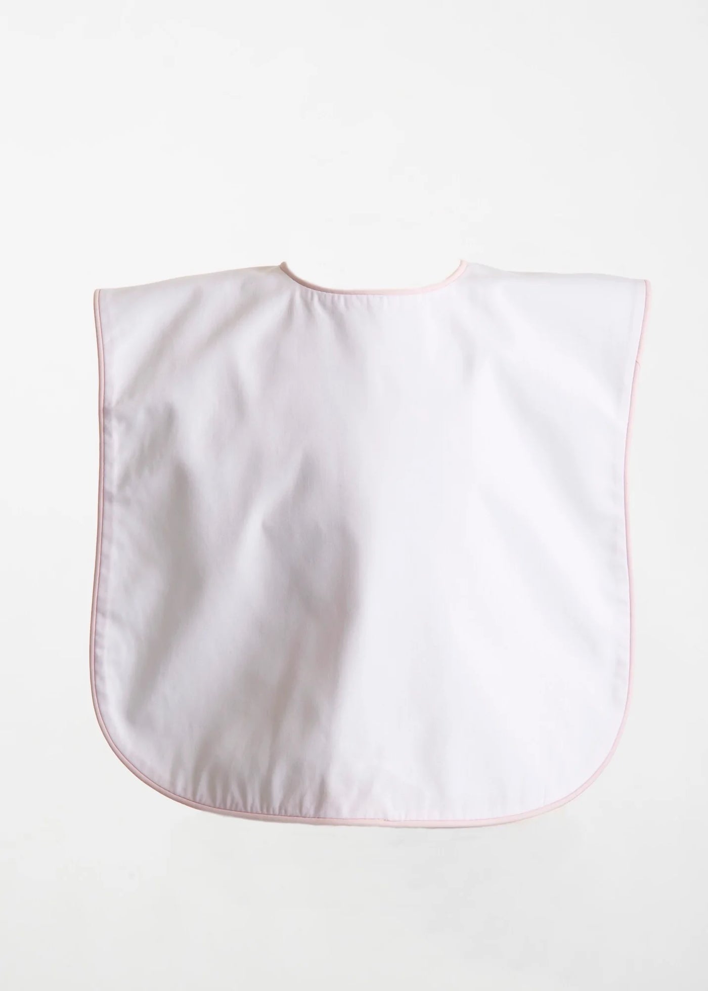 White Oversized Bib with Pink Piping