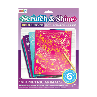Geometric Animals Scratch and Shine Foil Scratch Art Kit