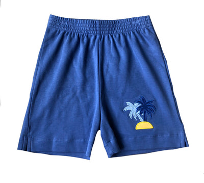Blue Shorts with Palm Tree Icon