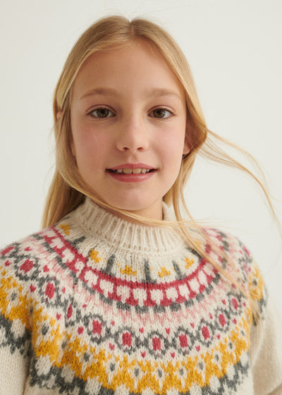 Knitted Jacquard Sweater- Chickpea